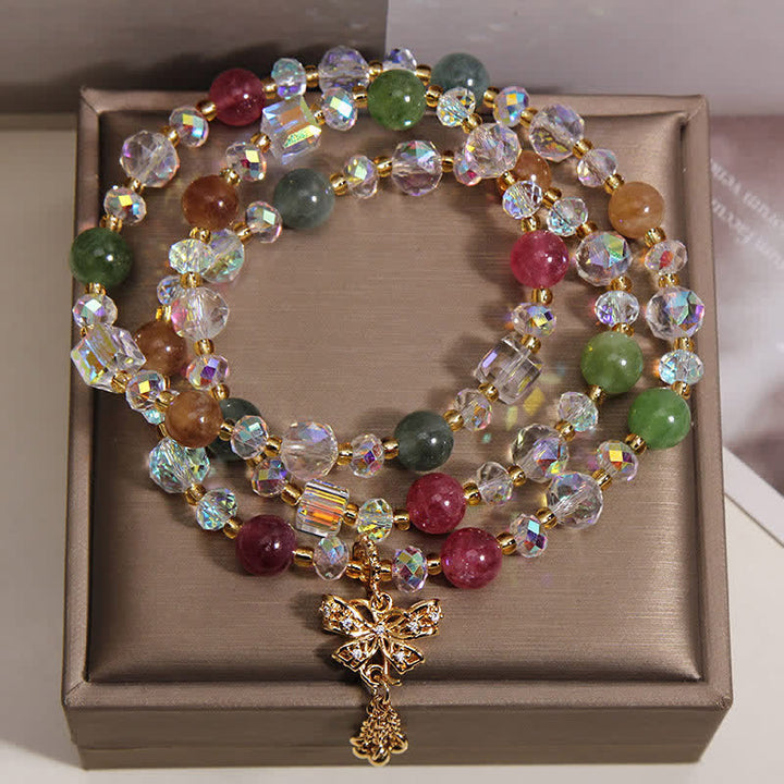 Buddha Stones Pendentif papillon en tourmaline, bracelet à trois couches facetté - image 4