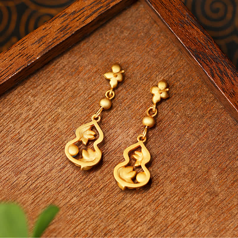Buddha Stones Boucles d'oreilles pendantes turquoise cloisonnées Lotus Gourd Accent Illumination - image 2