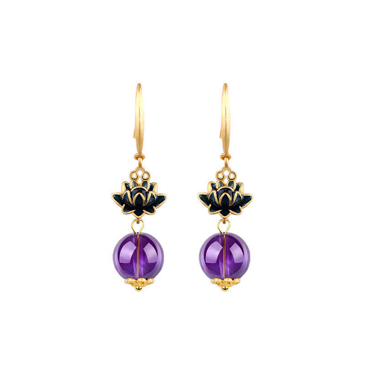 Buddha Stones Boucles d'oreilles pendantes Améthyste Lotus Éveil - image 3