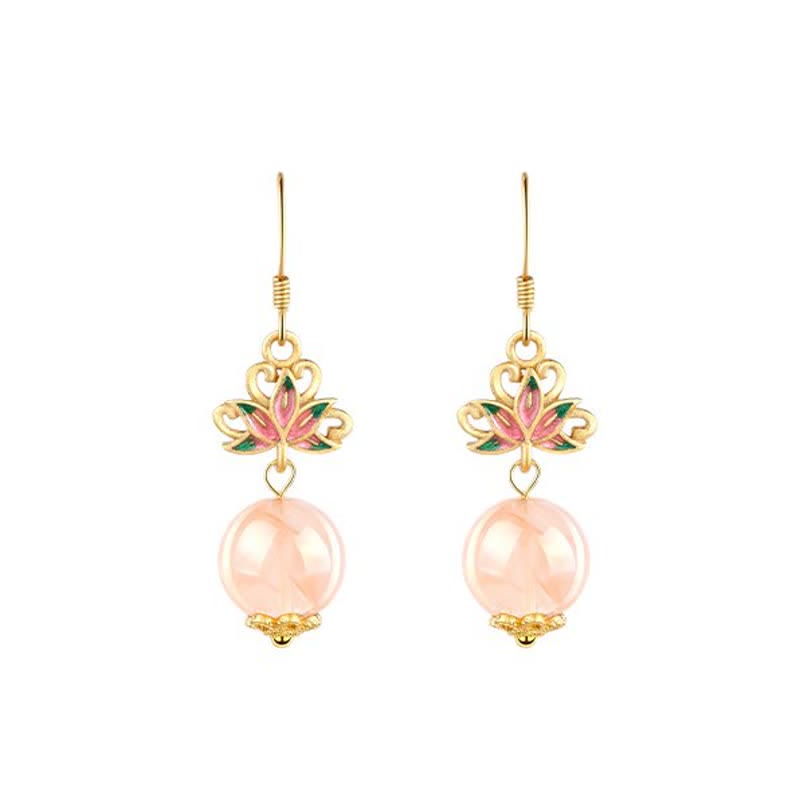 Buddha Stones Boucles d'oreilles pendantes en émail Citrine Lotus Enlightenment - image 3