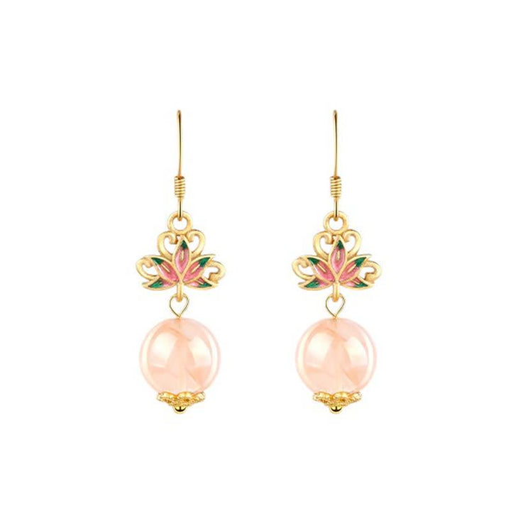Buddha Stones Boucles d'oreilles pendantes en émail Citrine Lotus Enlightenment - image 3