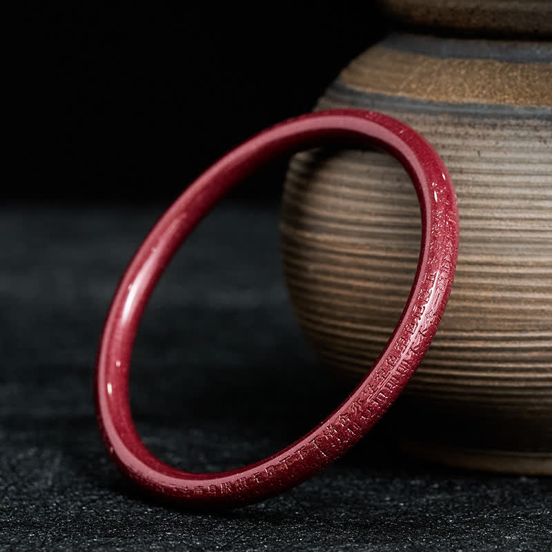 Buddha Stones Bracelet Cinabre Plain Heart Sutra Calm - Sutra du Cœur - 58–60 mm - image 7