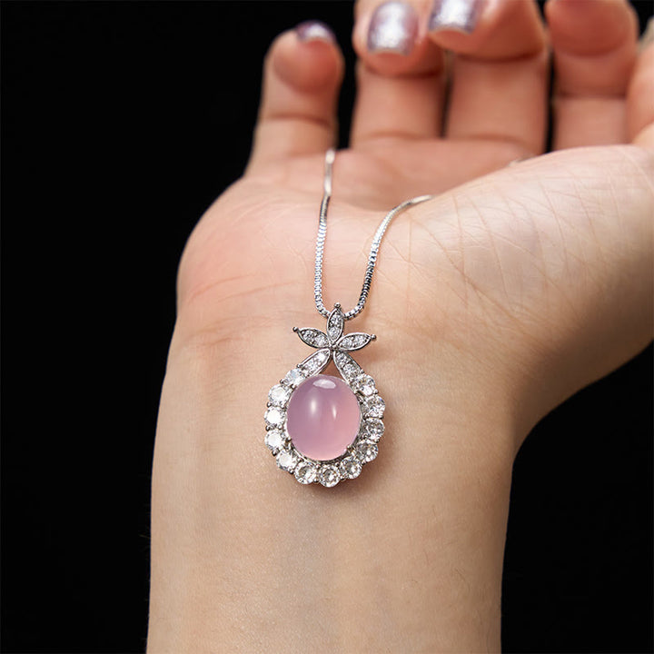 Buddha Stones Collier Courage en calcédoine verte naturelle et rose - image 8
