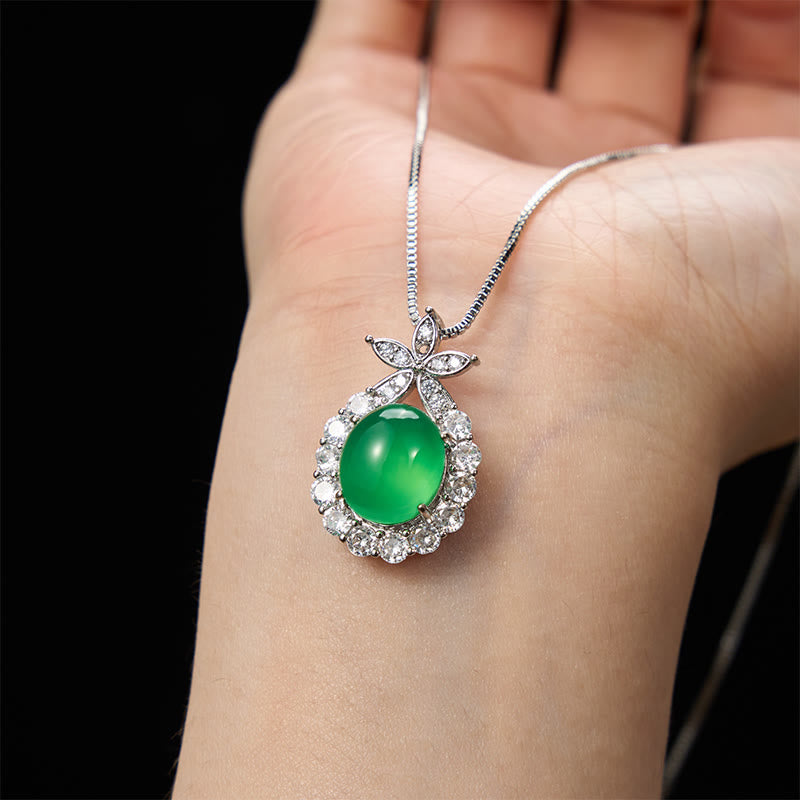 Buddha Stones Collier Courage en calcédoine verte naturelle et rose - image 3