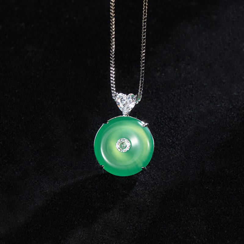 Buddha Stones Collier de force en calcédoine verte naturelle avec boucle de paix - Calcédoine verte (Force ♥ Courage) - image 0