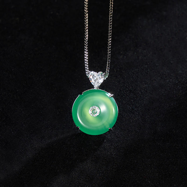 Buddha Stones Collier de force en calcédoine verte naturelle avec boucle de paix - Calcédoine verte (Force ♥ Courage) - image 0
