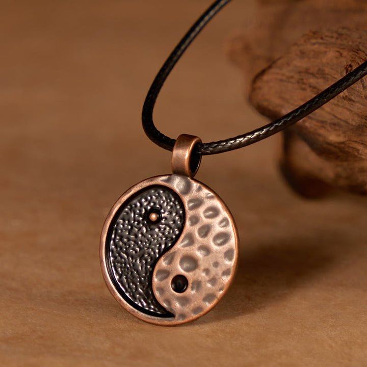 Buddha Stones Collier pendentif vintage Yin Yang en alliage et cuir, harmonie et pendentif. - image 3