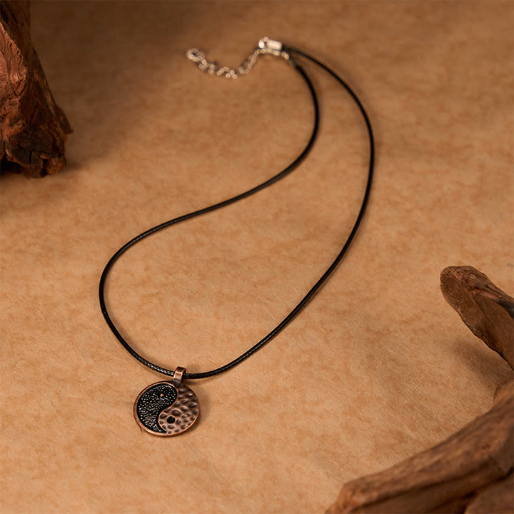 Buddha Stones Collier pendentif vintage Yin Yang en alliage et cuir, harmonie et pendentif. - image 4