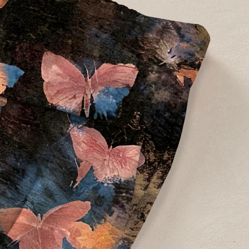Buddha Stones Pantalon large à taille élastique et poches pour femme, en coton et lin, motif papillon - image 10