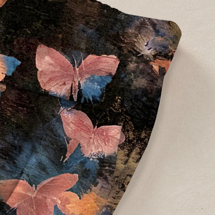 Buddha Stones Pantalon large à taille élastique et poches pour femme, en coton et lin, motif papillon - image 10