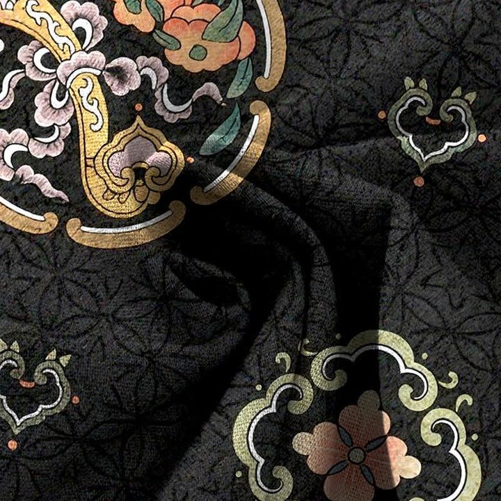 Buddha Stones Pantalon large à taille élastique et poches pour femme, en coton et lin, motif médaillon bohème - image 3