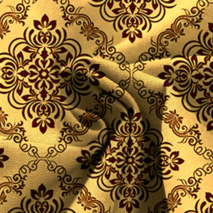 Buddha Stones Pantalon large à taille élastique et poches pour femme, en coton et lin, motif floral baroque - image 3