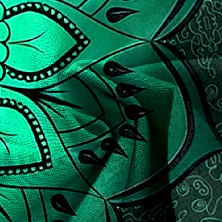 Buddha Stones Pantalon large à taille élastique et poches pour femme, en coton et lin, motif mandala - image 4