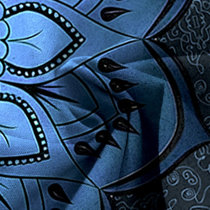 Buddha Stones Pantalon large à taille élastique et poches pour femme, en coton et lin, motif mandala - image 9