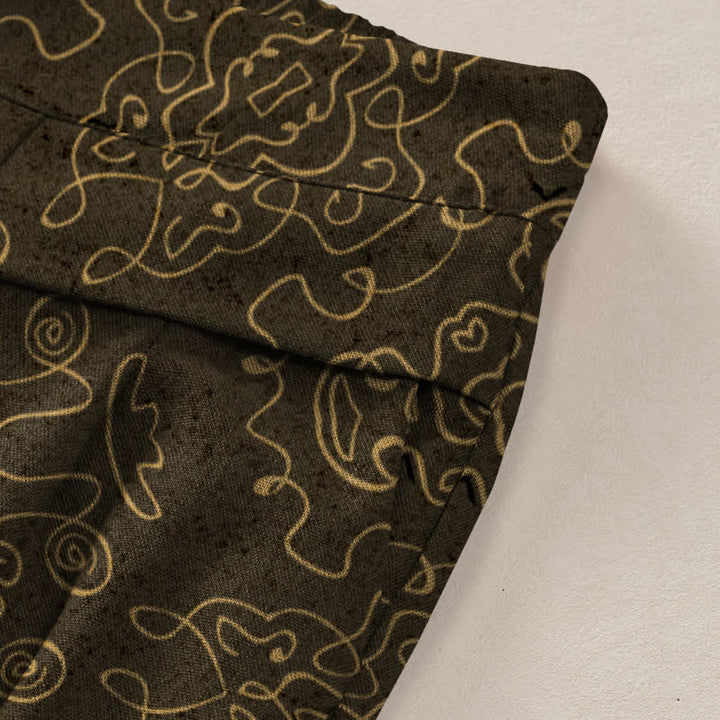 Buddha Stones Pantalon large à taille élastique et poches pour femme, en coton et lin, motif mandala - image 13