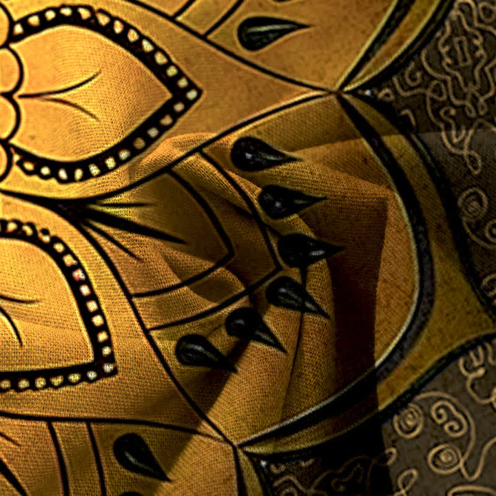 Buddha Stones Pantalon large à taille élastique et poches pour femme, en coton et lin, motif mandala - image 14
