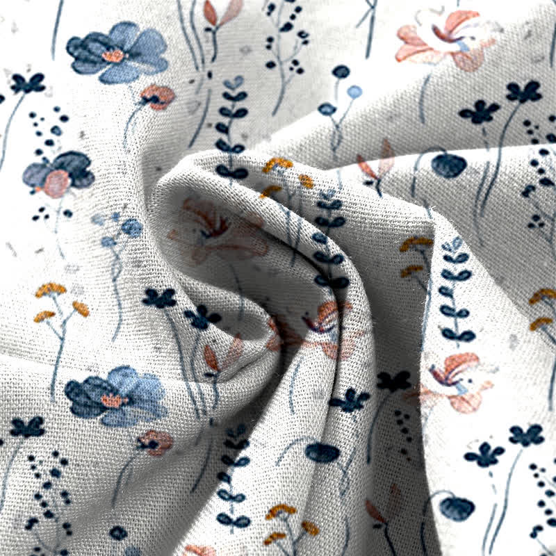 Buddha Stones Pantalon large à taille élastique et poches pour femme, en coton et lin à motif floral - image 3