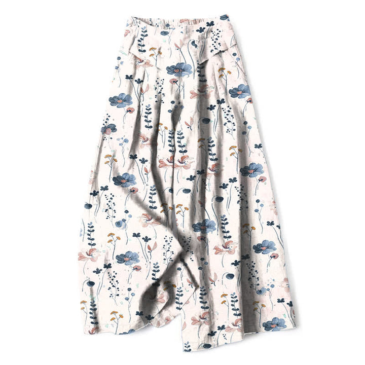 Buddha Stones Pantalon large à taille élastique et poches pour femme, en coton et lin à motif floral - LavandeBlush - US16，UK/AU20，EU48 (3XL) - image 4
