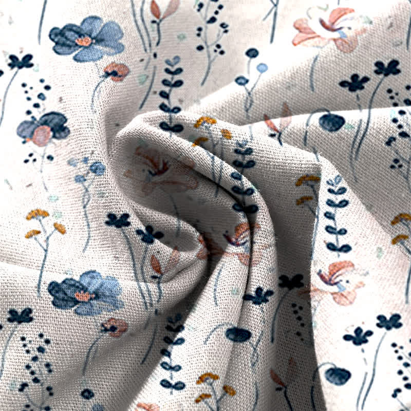 Buddha Stones Pantalon large à taille élastique et poches pour femme, en coton et lin à motif floral - image 7