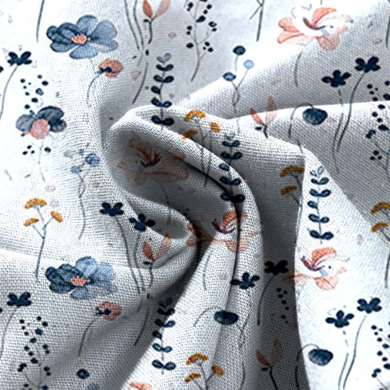 Buddha Stones Pantalon large à taille élastique et poches pour femme, en coton et lin à motif floral - image 11