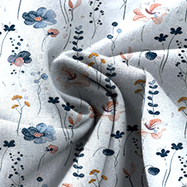 Buddha Stones Pantalon large à taille élastique et poches pour femme, en coton et lin à motif floral - image 11