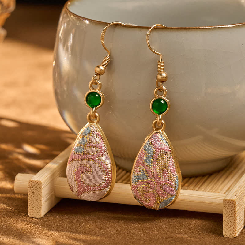 Buddha Stones Boucles d'oreilles pendantes en soie artisanale, motifs colorés harmonieux - image 2