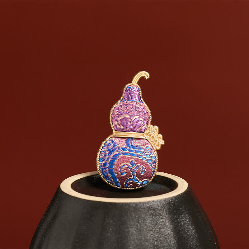 Buddha Stones Broche chinoise neuve en brocart Song, en forme de calebasse, ornée de motifs floraux harmonieux et confectionnée à la main. - image 4