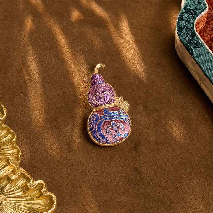 Buddha Stones Broche chinoise neuve en brocart Song, en forme de calebasse, ornée de motifs floraux harmonieux et confectionnée à la main. - image 3
