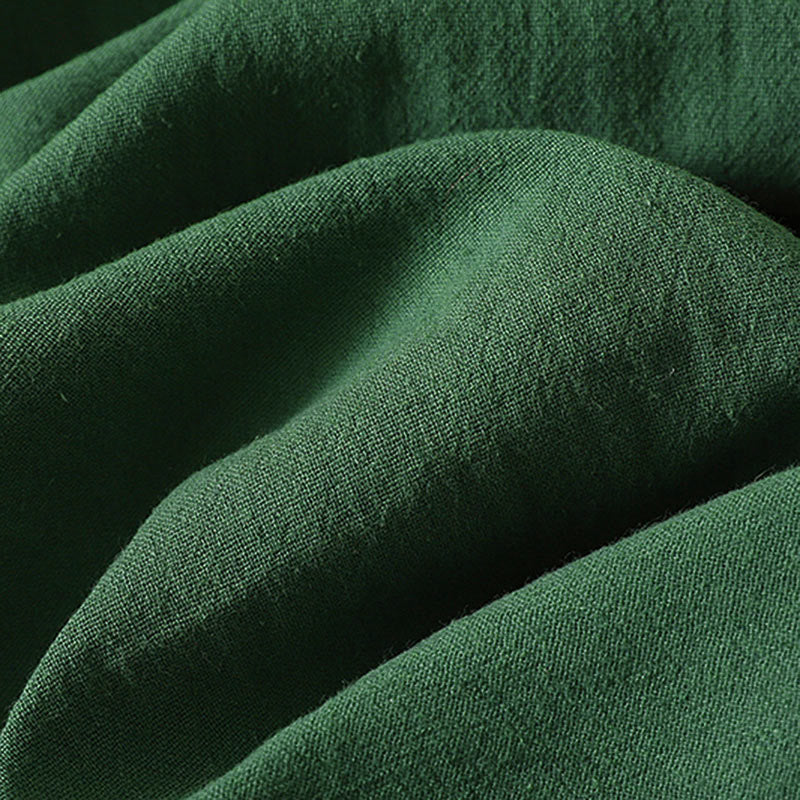 Buddha Stones Robe d'été sans manches pour femme, vert uni, col mandarin et fente latérale - image 8