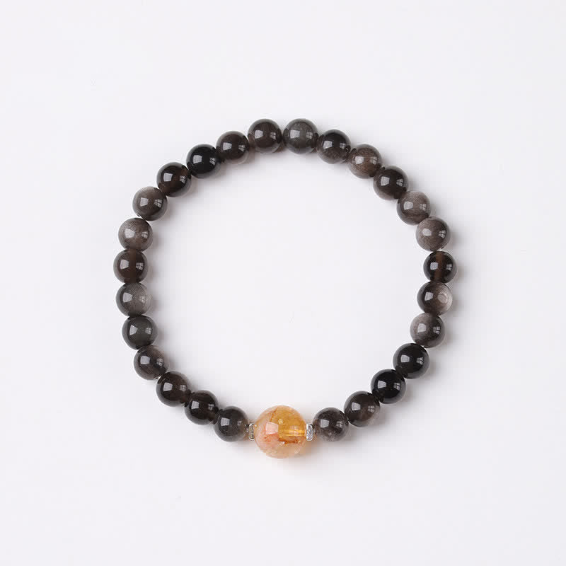 Buddha Stones Bracelet rond chinois neuf tissé à la main en obsidienne noire, symbole d'ancrage - image 11
