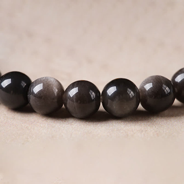 Buddha Stones Bracelet rond chinois neuf tissé à la main en obsidienne noire, symbole d'ancrage - image 10