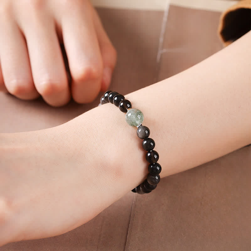 Buddha Stones Bracelet rond chinois neuf tissé à la main en obsidienne noire, symbole d'ancrage - image 9