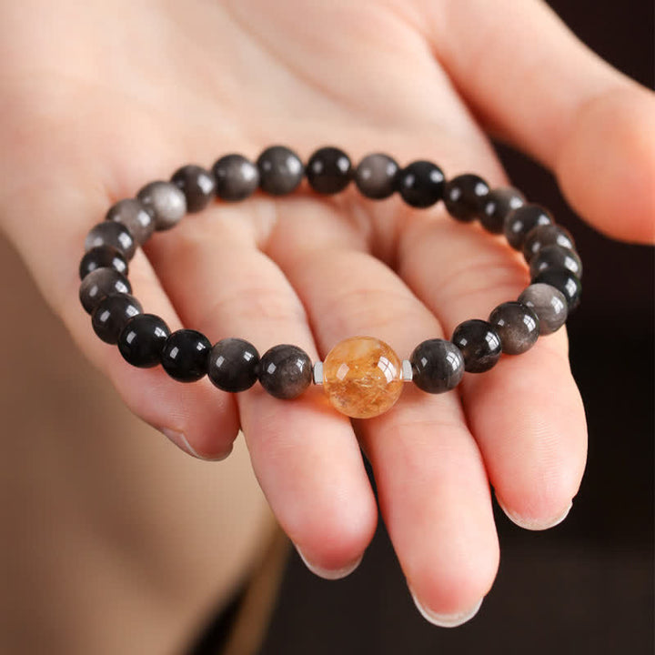 Buddha Stones Bracelet rond chinois neuf tissé à la main en obsidienne noire, symbole d'ancrage - image 3