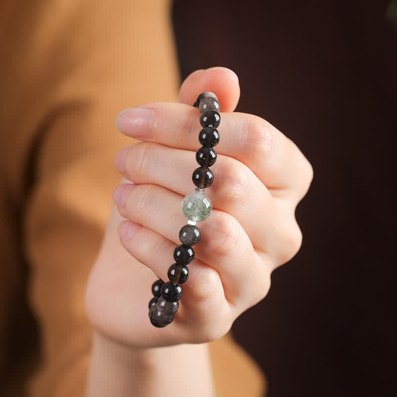 Buddha Stones Bracelet rond chinois neuf tissé à la main en obsidienne noire, symbole d'ancrage - image 4