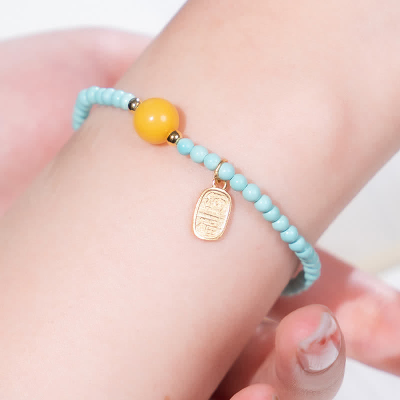 Buddha Stones Bracelet turquoise Fu porte-bonheur fait main en perles - image 8