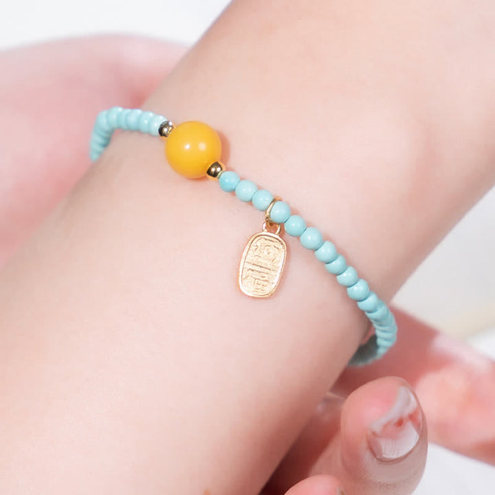 Buddha Stones Bracelet turquoise Fu porte-bonheur fait main en perles - image 8