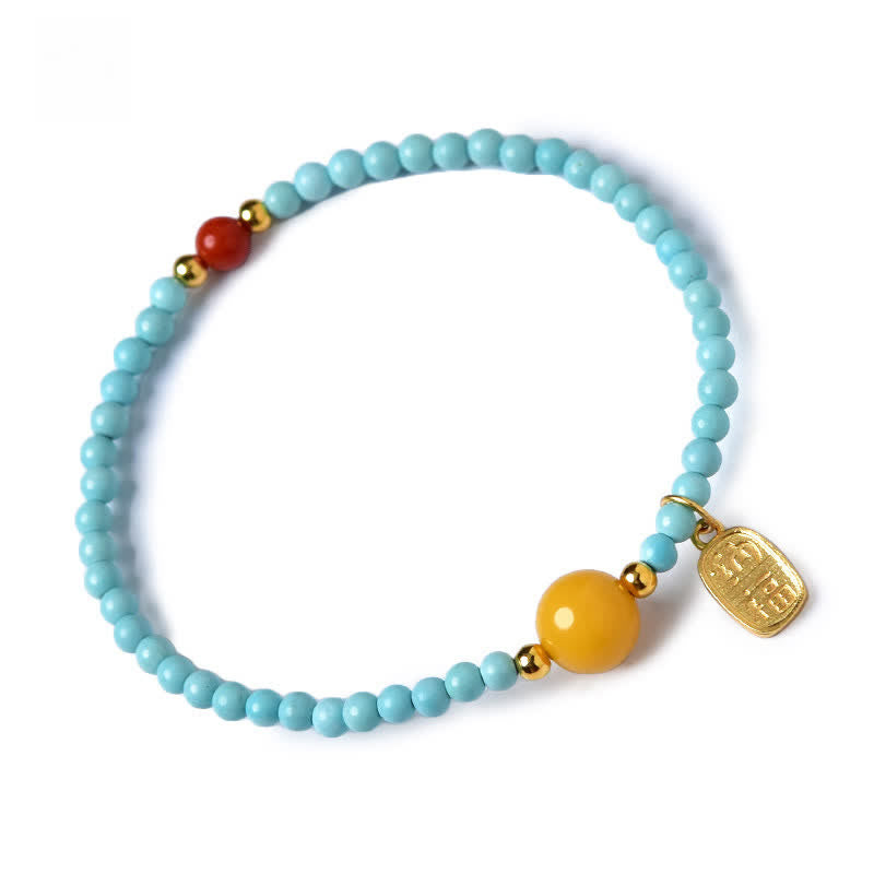 Buddha Stones Bracelet turquoise Fu porte-bonheur fait main en perles - image 11