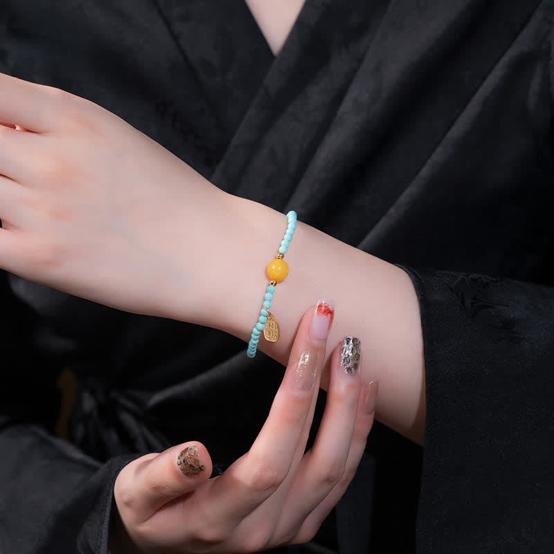 Buddha Stones Bracelet turquoise Fu porte-bonheur fait main en perles - image 9
