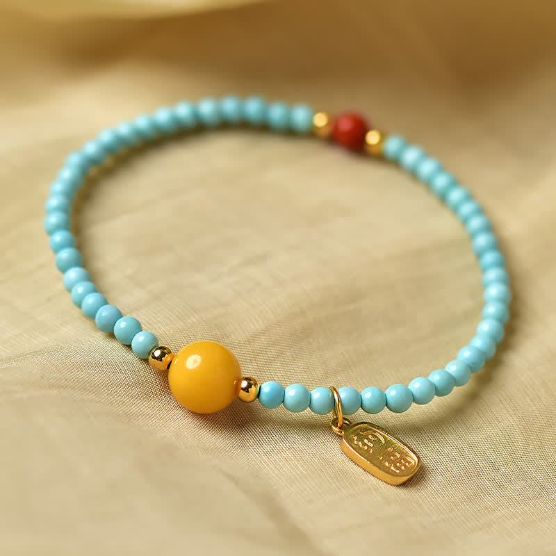 Buddha Stones Bracelet turquoise Fu porte-bonheur fait main en perles - image 7