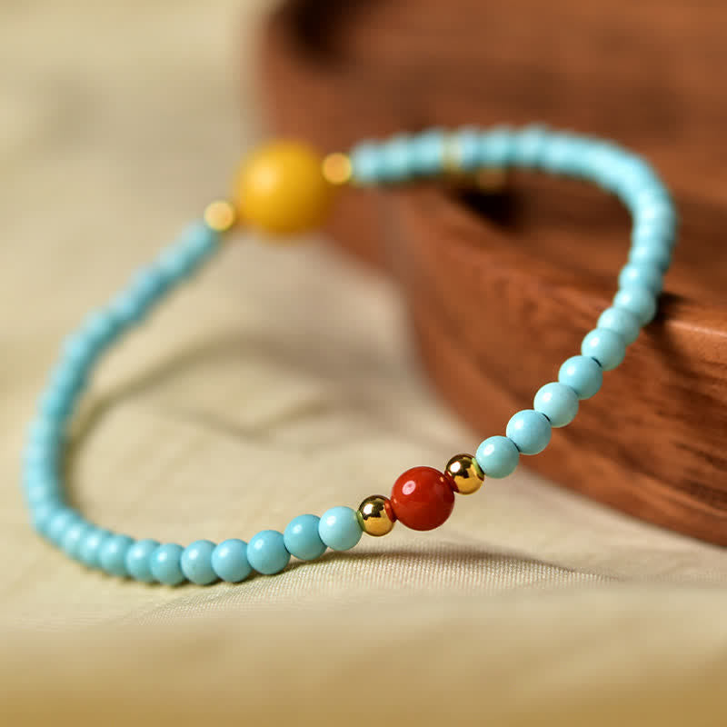 Buddha Stones Bracelet turquoise Fu porte-bonheur fait main en perles - image 3