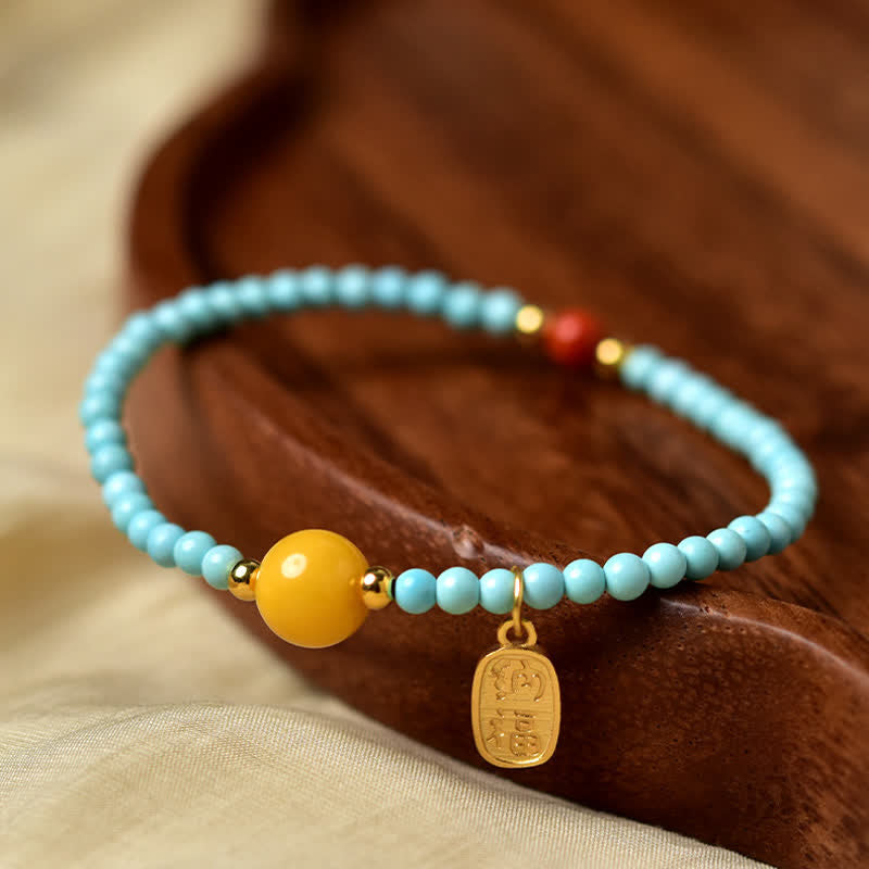 Buddha Stones Bracelet turquoise Fu porte-bonheur fait main en perles - image 2
