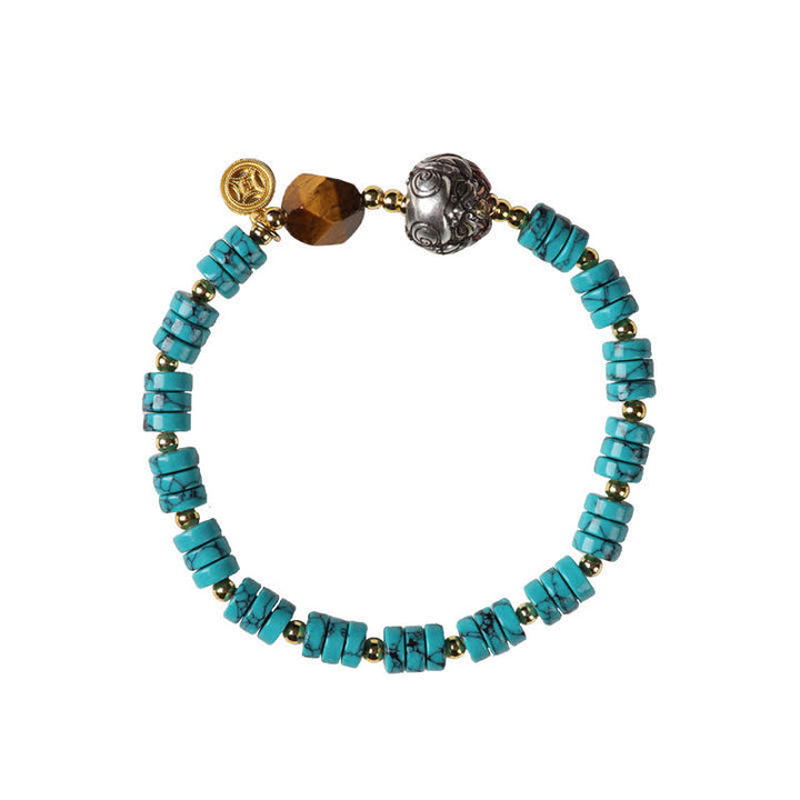 Buddha Stones Bracelet de perles chinoises artisanales Turquoise Communication - image 11