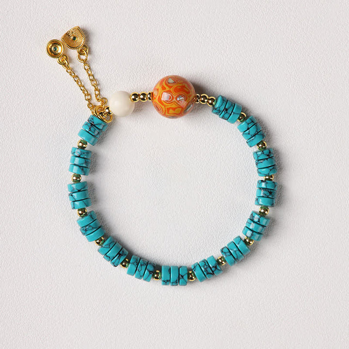 Buddha Stones Bracelet de perles chinoises artisanales Turquoise Communication - Style 2 - Bleu Turquoise - Turquoise (Purification ♥ Sérénité) - image 2