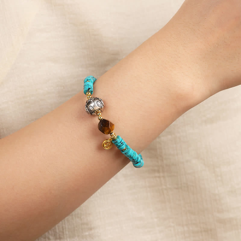 Buddha Stones Bracelet de perles chinoises artisanales Turquoise Communication - image 6