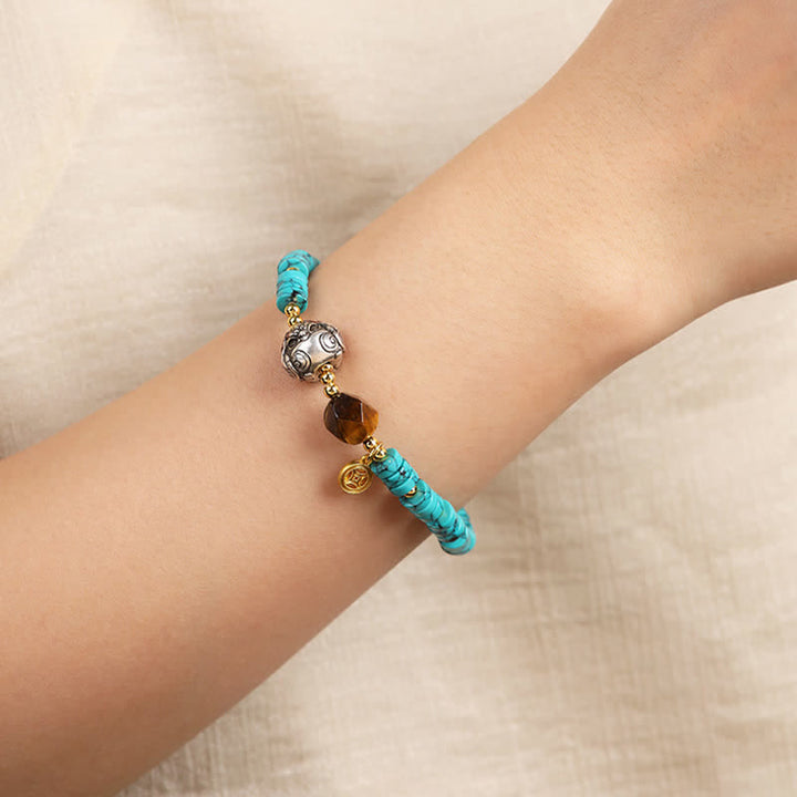 Buddha Stones Bracelet de perles chinoises artisanales Turquoise Communication - image 6
