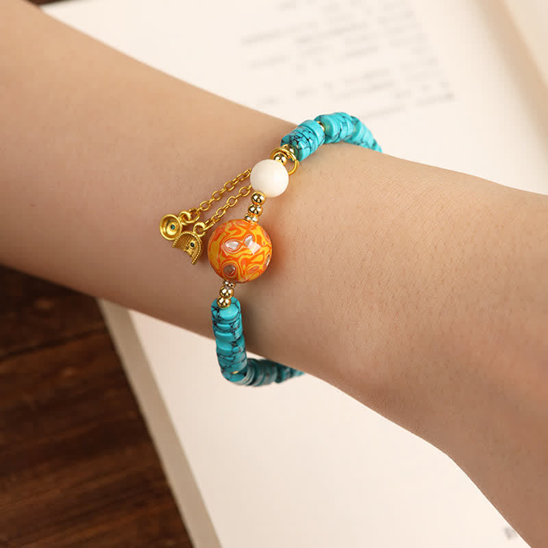 Buddha Stones Bracelet de perles chinoises artisanales Turquoise Communication - image 7