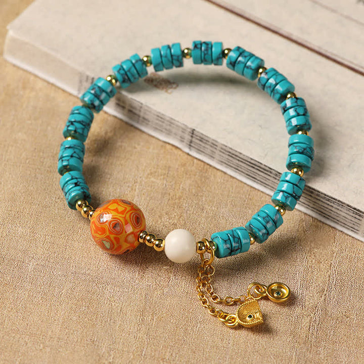 Buddha Stones Bracelet de perles chinoises artisanales Turquoise Communication - image 4