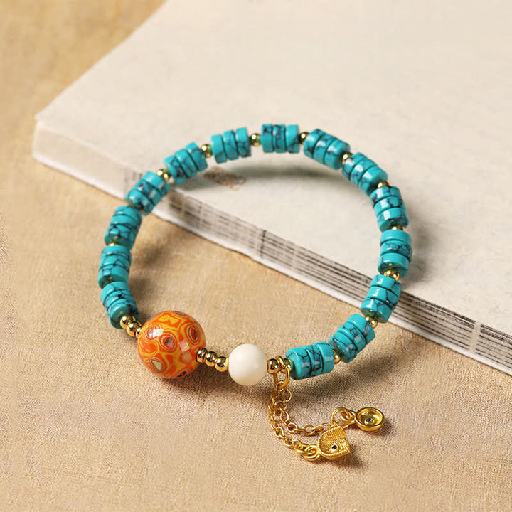 Buddha Stones Bracelet de perles chinoises artisanales Turquoise Communication - image 0