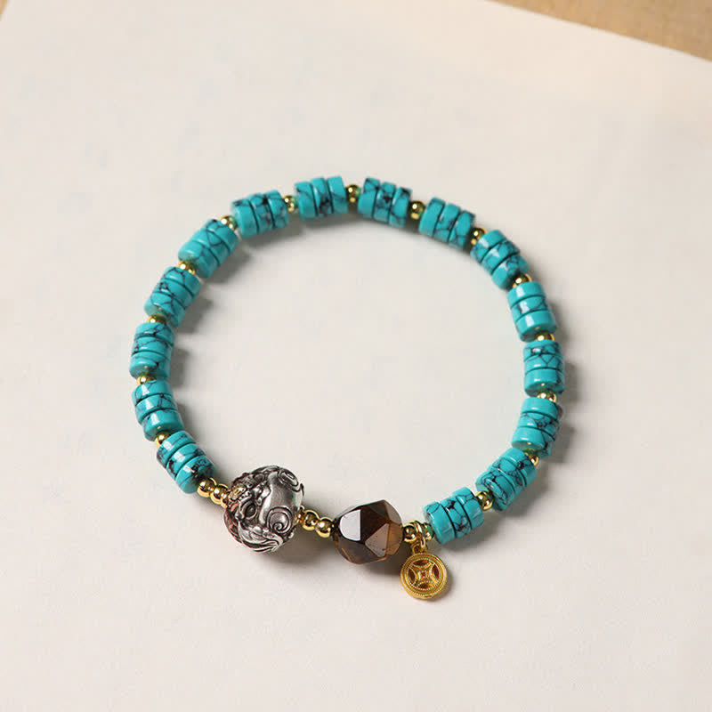 Buddha Stones Bracelet de perles chinoises artisanales Turquoise Communication - image 3