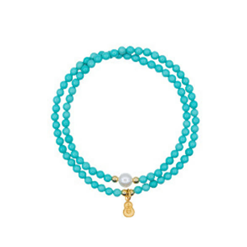 Buddha Stones Bracelet fait main double tour de protection avec pendentif en perle turquoise et gourde - image 12
